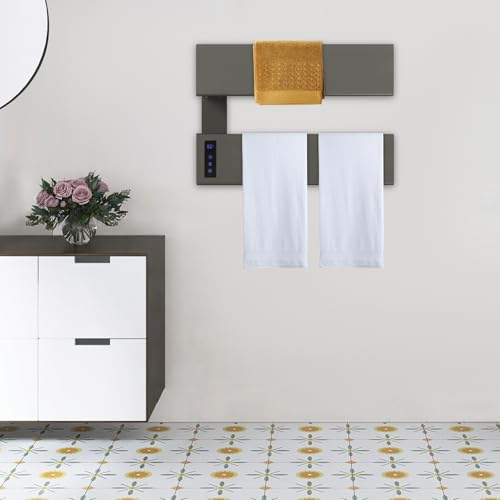 Electric Towel Warmer, Wall-Mounted Towel Heater with Timer & LED Screen, Temperature Adjustment, IPX4 Waterproof Towel Rack Dryer for Bathroom, Hotels, Home, Wide Heating Panel, 17.72" W (2 Tier) - size: 2 Tier