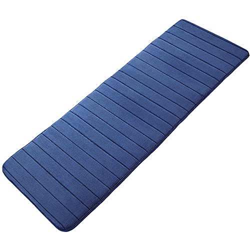 uxcell Memory Foam Bath Mat, Absorbent Runner Kitchen Rug, Soft and Comfortable Runner Floor Mat for Kitchen Bathroom Floors 24" x 63", Blue - color: Blue, size: 24 x 63 inches