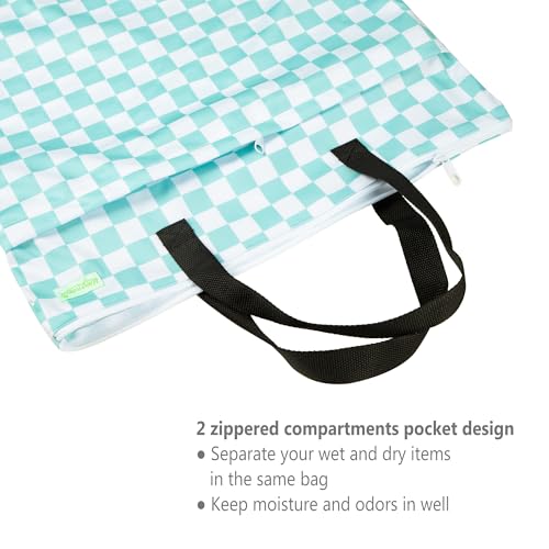 wegreeco Reusable Hanging Wet Dry Cloth Diaper Bag (Checkerboard Mint Green) - color: Checkerboard Mint Green