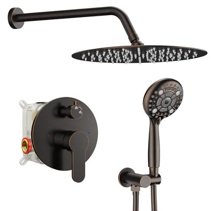 SR SUN RISE Shower Faucet - 12 Inch Multifunctional High Pressure Shower Head System with Handheld Shower Head Fixtures - Valve Included - Oil Rubbed Bronze - color: Oil Rubbed Bronze, size: 12 Inch