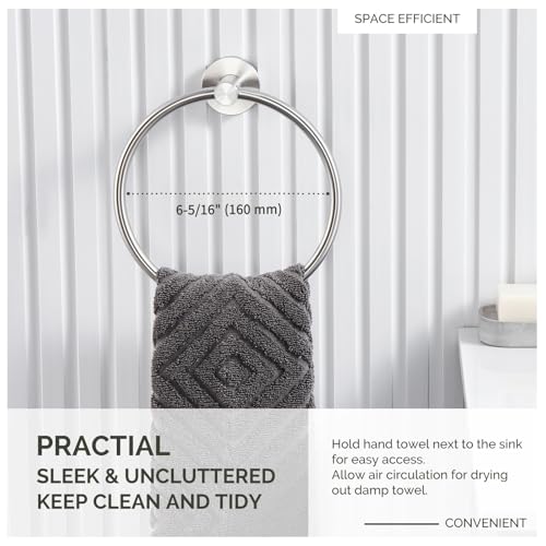 Angle Simple Swivel Towel Ring, Bathroom Hand Towel Holder, Brushed Nickel | Rustproof SUS304 Stainless Steel, Move Back & Forth for Easy Access, Use in Kitchen Shower, Screws Wall Mount - color: Brushed Nickel