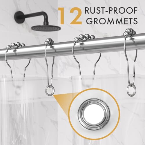 AmazerBath Shower Curtain Liner 2 Pack, 72 x 96 Inches Extra Long PEVA Plastic Shower Liner with 3 Weighted Stones and 12 Rustproof Metal Grommet, Lightweight Waterproof Shower Curtain - Clear - color: Clear, size: 72"W x 96"L (Pack of 2)