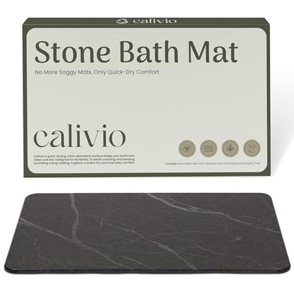 Quick Dry Shower Stone Bath Mat, Super Absorbent & Non-Slip 24 x 16 Inch Diatomaceous Earth Mat, Durable & Easy to Clean Diatomite Bath Mat for Bathroom Floor/Kitchen (Charcoal) - color: Charcoal