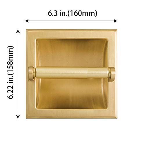 SENTO Recessed Gold Toilet Paper Holder, Wall Mounted Heavy Duty Metal Toilet Paper Roll Holder with Rear Mounting Bracket, in Wall, Easy Installation, Satin Brass - color: Satin Brass