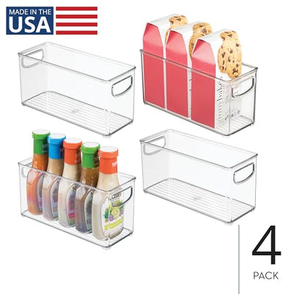 iDesign Slim Clear Plastic Stackable Storage Bin, Tall Narrow, 4-Pack | Kitchen or Pantry Organizer - style: Pack of 4