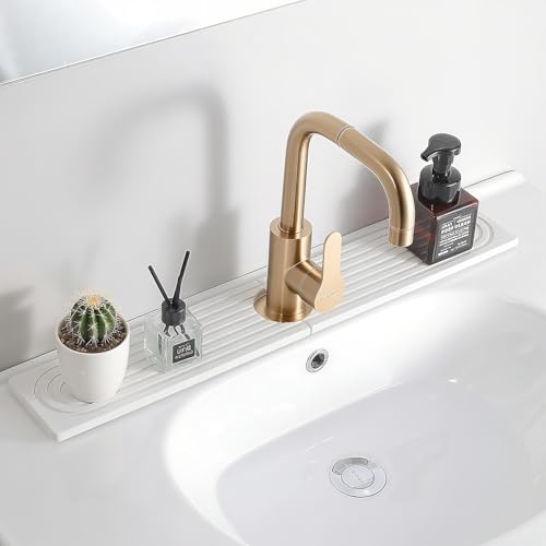 Diatomite Sink Splash Guard – Super Absorbent Kitchen & Bath Mat, Quick-Dry Non-Slip Drying Tray, Fits Most Faucets, Pet Bowl Mat, Vase Holder (White, 23.6'' x 4'') - color: White-C