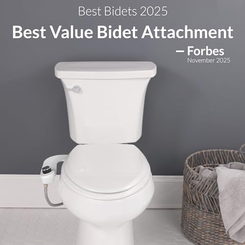 Bio Bidet SlimEdge Bidet Attachment for Toilet, Non Electric, Dual Nozzles for Front and Rear Cold Water Wash, Adjustable Water Pressure, White - size: 1 Pack