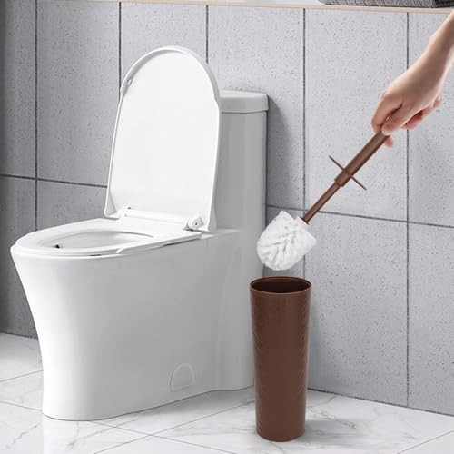 Topsky Toilet Brush,2 Pack Compact Toilet Brush & Holder Set,Plastic Round Barrel Loo Brush with 2 Replacement Toilet Brush Head,Durable for Bathroom Toilet,Brown - color: Brown