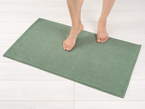 American Soft Linen Bath Rug, 20 in 34 in 100% Cotton Bath Mats Rugs for Bathroom, Slip Reducer Washable Shaggy Form Area Rugs, Sage Green Bath Rug - color: Sage Green, style: 20x34" Cotton Bath Mat