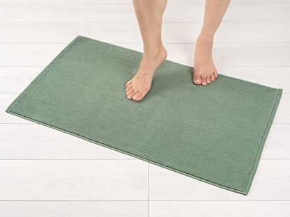 American Soft Linen Bath Rug, 20 in 34 in 100% Cotton Bath Mats Rugs for Bathroom, Slip Reducer Washable Shaggy Form Area Rugs, Sage Green Bath Rug - color: Sage Green, style: 20x34" Cotton Bath Mat