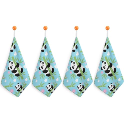 Panda Bamboo, Quick Dry Hand Towel with Hanging Loop for Gym | Absorbent Microfiber Bathroom Towel, Fast Drying Kitchen Towel, Soft Wash Cloth for Pool Bath Shower Fitness Travel, 12 Inch - size: 4PCS