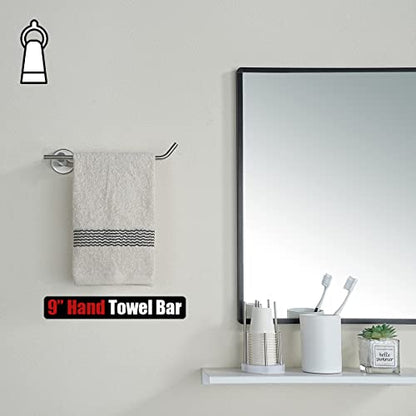 JQK Hand Towel Bar, Stainless Steel Towel Ring for Bathroom, 9 Inch Necklace Holder Brushed Finish Wall Mount, TR100-BN - color: Brushed, size: 9 Inch (Right)