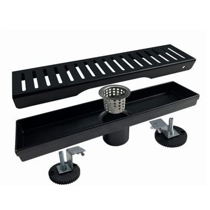 12 Inch Black Linear Shower Drain with Removable Capsule Pattern Cover Grate Accessories and SUS304 Stainless Steel CUPC Certificate (12 inch)… - size: 12inch