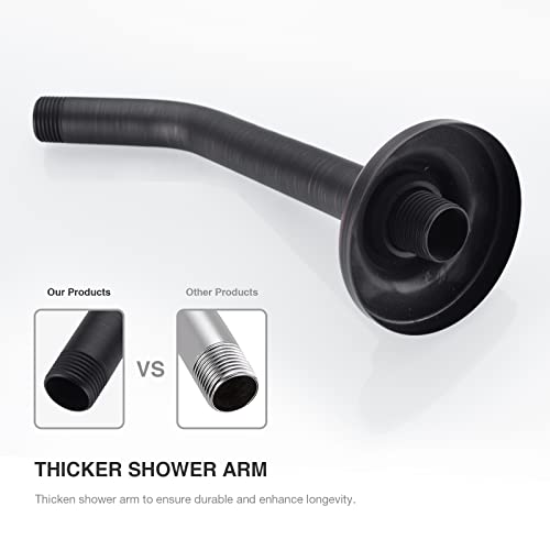 9 Inch Oil Rubbed Bronze Shower Arm and Flange Angled Head Pipe | Stainless Steel Wall Mounted Extension with Brushed ORB Finish, Bathroom Antique Venetian Gooseneck Curved Shower Neck - color: Oil Rubbed Bronze, style: 9 inch