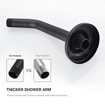 9 Inch Oil Rubbed Bronze Shower Arm and Flange Angled Head Pipe | Stainless Steel Wall Mounted Extension with Brushed ORB Finish, Bathroom Antique Venetian Gooseneck Curved Shower Neck - color: Oil Rubbed Bronze, style: 9 inch