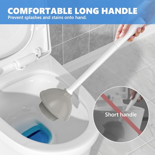LOVLOY Toilet Plunger with Holder, Plungers for Bathroom Heavy Duty for 5.3-inch Toilet Drain, Toilet Plunger and Holder Combo for Bathroom Cleaning