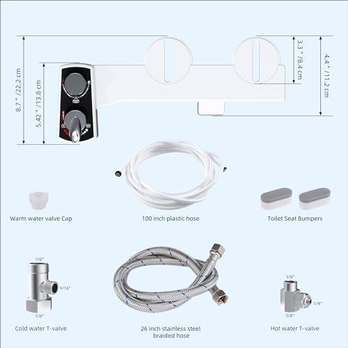 Hibbent Bidet Attachment for Toilet, Hot and Cold Water Spray Non-Electric Dual Nozzle for Frontal & Rear Wash, Adjustable Water Pressure Control, Self Cleaning Water Sprayer, Black/Chrome - color: Black