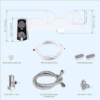 Hibbent Bidet Attachment for Toilet, Hot and Cold Water Spray Non-Electric Dual Nozzle for Frontal & Rear Wash, Adjustable Water Pressure Control, Self Cleaning Water Sprayer, Black/Chrome - color: Black