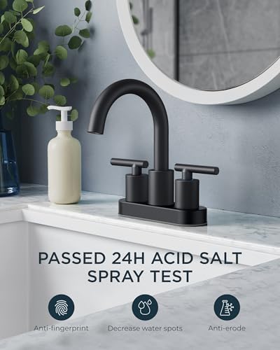 FORIOUS 4 Inch Centerset Bathroom Faucet Black 2 Hole, Matte Black Faucet | 4 Inch Black Bathroom Faucet Two Handle, Black Matte Bathroom Sink Faucet Centerset with 360° Swivel Spout, for Wholesale - color: Matte Black, style: Classic