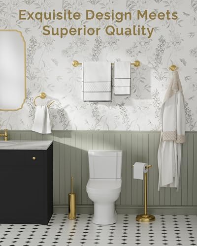Towel Bar 24inch, Stainless Steel Bathroom Towel Rack Wall Mounted, Heavy Duty Towel Rod, Towel Holders for Bathroom, Kitchen(Brushed Gold) - color: Brushed Gold