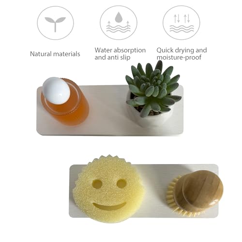 NiuYichee 2-PCS Diatomite Soap Tray, Quick-Drying Water Absorbent Stone, Bathroom Sink Soap Holder, White, 8.66 x 3.15 Inches