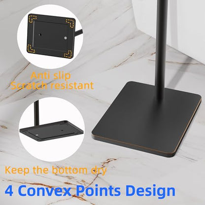 RUACQ Bathroom Toilet Paper Holder Stand, Oil Rubbed Bronze | Dual-Post Pivoting Free Standing Toilet Roll Holder with Weighted Base, Anti-drop Design 304 Stainless Steel Tissue Stand - color: Oil Rubbed Bronze, size: Free Standing