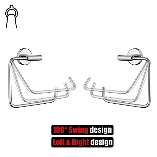 JQK Chrome Towel Ring, Stainless Steel Square Ring Towel Holder for Bathroom, 6 Inch Matte Black Wall Mount, TR140-CH - color: Chrome