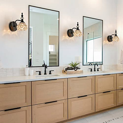 Industrial 1-Light Bathroom Vanity Light Fixture, Black Wall Source with Glass Shade, Rust-Proof and Durable, Using G9 Bulbs for Bedroom, Bathroom, Living Room - color: Black, size: 1-Light (1-Pack)