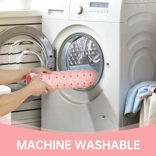 Tree Bud Bathtub Mats for Shower Tub Non-Slip Bath Mat 39 x 16 Inch Extra Long Shower Mat, Bath Tub Mat for Bathroom with Machine Washable, BPA Free for Kids (Opaque Pink) - color: Opaque Pink