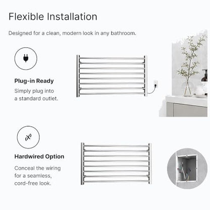 Heated Towel Rack, Towel Warmer with Timer, Wall Mounted hot Towel Warmer Rack for Bathroom, Hardwired or Plug-in Models Wide Towel Heater