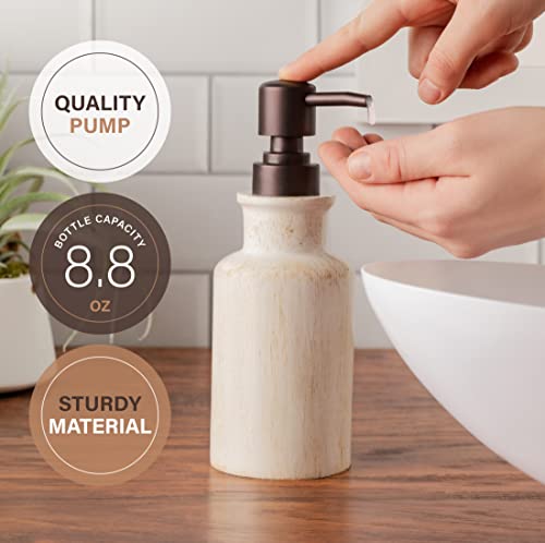 Creative Scents Rustic Luxe Bathroom Soap Dispenser | Beige Hand Soap Dispenser for Bathroom with Pump - Rustic Farmhouse Decor – Resin Lotion Dispenser with Pump Holds 8.8 Oz. - style: Soap Dispenser