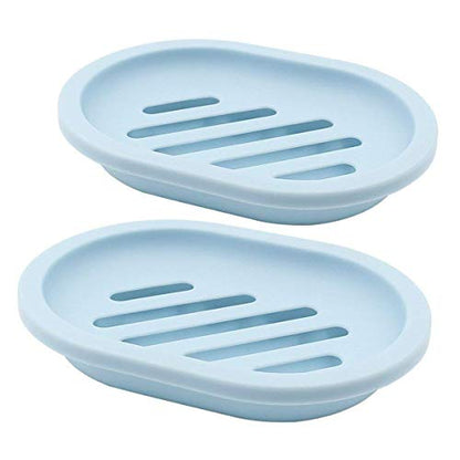 Topsky 2-Pack Soap Dish with Drain, Soap Holder & Saver, Easy Cleaning, Dry, Stop Mushy Soap (Blue) - color: Light Blue