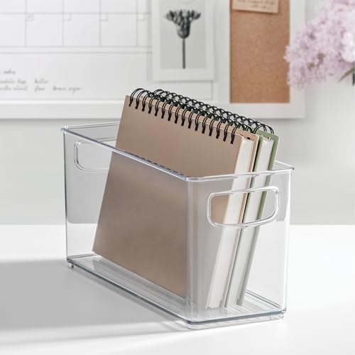 iDesign Slim Clear Plastic Stackable Storage Bin, Tall Narrow, 4-Pack | Kitchen or Pantry Organizer - style: Pack of 4