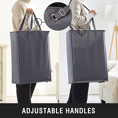 45L Slim Laundry Hamper with Adjustable Long Handles & Mesh Top, Grey | Small Laundry Baskets with Mesh Top, Narrow Dirty Clothes Hamper for Bedroom, Closet, and Bathroom - color: Gray, size: 45L