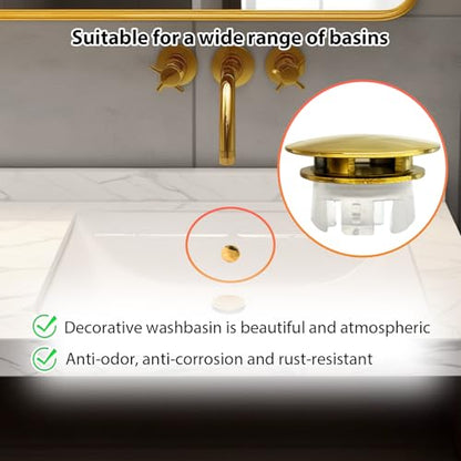 2 Pcs Sink Overflow Covers,2-Layer Sink Copper Over flow Rings,Bathroom Basin Insert in Hole Round Caps Replacement Dual Layer Overflow Cover Rings for Sink,Bathroom,Kitchen(Bright Gold) - color: Bright Gold