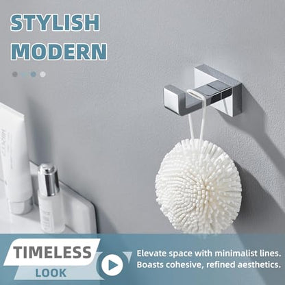 Suyar Bathroom Towel Hook Chrome, Coat Robe Holder, Wall Hook | SUS304 Stainless Steel, Screw Mount - color: Chrome