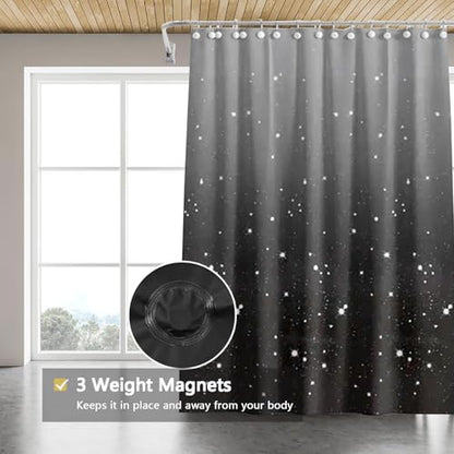 TIKABC Shower Curtain Liner, 4G PEVA Shower Liner, Plastic Waterproof Shower Curtains, with Grommet Holes and 3 Magnetic Weights(Gradient Black) - color: Gradient Black