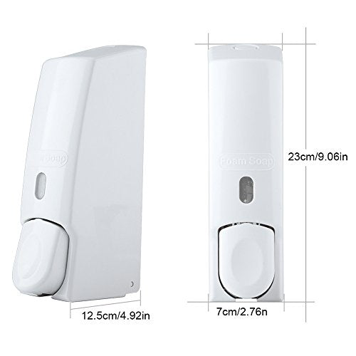 Soap Dispenser Wall Mount Foaming, 600ml Wall Mounted Manual Foam Soap Lotion Dispenser Rechargeable for Kitchen Bathroom Commercia(White)