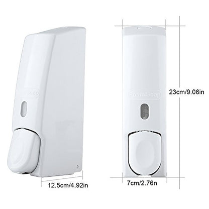 Soap Dispenser Wall Mount Foaming, 600ml Wall Mounted Manual Foam Soap Lotion Dispenser Rechargeable for Kitchen Bathroom Commercia(White)