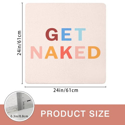 Get Naked Square Shower Mat, Non Slip Bath Mat Quick Drying Bathmat Easy Cleaning Shower Matt for Bathroom Floor, Cute Fun Bath Mats Textured Surface Shower Foot Scrubber Mat, 24″X24″ - color: D01