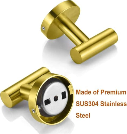 Nolimas Bathroom Towel Hooks, SUS 304 Stainless Steel Coat Hook Round Clothes Towel Coat Robe Hook Cabinet Closet Door Sponges Holder for Bath Kitchen Garage Hotel, Wall Mounted, Brushed Gold, 4Pack - color: 4pcs Brushed Gold