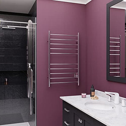 ANZZI Crete 10 Bar Stainless Steel Wall Mounted Towel Warmer Rack | Temperatue Range 104 F 122 F For Quick Warming, F 122 Made Sturdy Add Touch, Finish Polished Chrome, Rhino Alloy Certified
