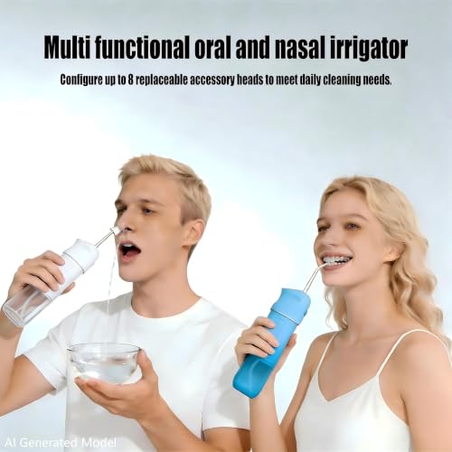 PATO Nasal and Oral Dual-Function Irrigation System, White | 8 Nozzles, 30 Packs of Salt Packets, Relieves Sinus Problems, Dual Care for Mouth and Nose - color: White