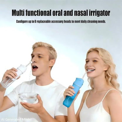 PATO Nasal and Oral Dual-Function Irrigation System, White | 8 Nozzles, 30 Packs of Salt Packets, Relieves Sinus Problems, Dual Care for Mouth and Nose - color: White