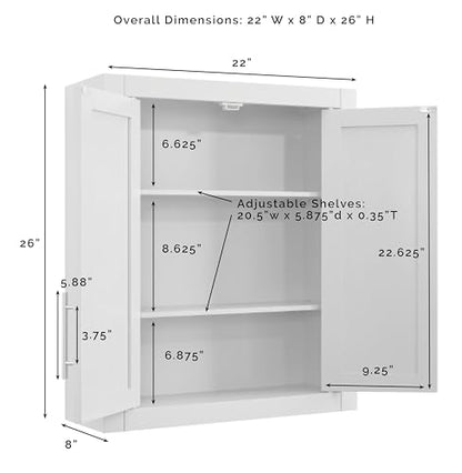 Crosley Furniture Savannah 3-Piece Wall Kitchen Storage Cabinet, Cabinets for Laundry, Bathroom, White - color: White, style: 3-Piece Bathroom Cabinet
