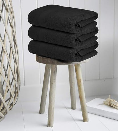 Luxury Bath Towels Set of 4 (27” x 54”) | Towels for Bathroom | Super Soft | Highly Absorbent Towels for Home, Spa, Gym (Black) - color: Black