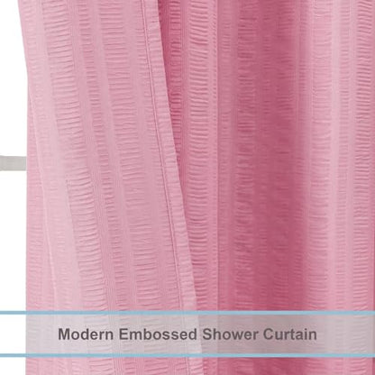 Aiyufeng Moga Bright Pink Fabric Shower Curtains for Bathroom - Hotel Spa Polyester Cloth Bath Curtain with 12 Holes, 72x72, Machine Washable, Bright Pink - color: Bright Pink, size: 72"W x 72"L (Pack of 1)