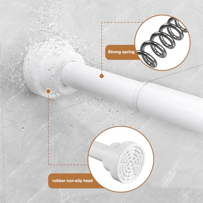 White Spring Tension Rod 28-50In 2PCS,No Drill Non-Slip Curtain Rod | No-drilling Spring Loaded Curtain Rod, Non-slip Non-Rust Extendable Rod for Windows and Bathroom - color: White-2PCS, size: 28"-50"