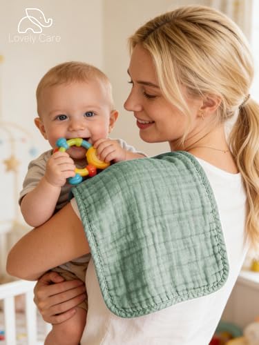 Lovely Care 12 Pack Muslin Burp Cloths 100% Cotton Muslin Cloths Large 20''x10'' Extra Soft and Absorbent Baby Burping Cloth - Slate, Navy & Grey - color: Slate, Navy & Grey, size: 10x20 Inch (Pack of 12)