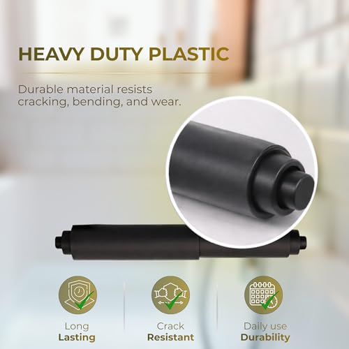 Black Toilet Paper Holder Spring Rod | Toilet Paper Roller Replacement | 6 Inch Toilet Paper Holder Replacement Rod | Durable Plastic Spindle – Fits All Standard Tissue Rolls